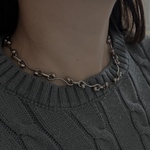 《シルバー》Wave Chain / ウェーブチェーン ネックレス ステンレス シルバー 個性派 ユニセックス 重ね付け 金属アレルギー対応