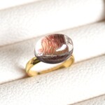 秋の新作【選べる・12号～】紅葉　ガーデンクォーツ　庭園クォーツ　サージカルステンレスリング(指輪） 