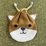 柴犬巾着　ポーチ　赤柴（茶柴）