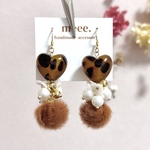 leopard♡（colon） 《イヤリング/ピアス/サージカルステンレス/パール/大ぶり/フラワー/レオパード/ブラウン》