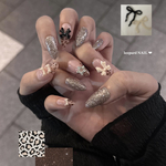 新作⟡.*【No.10】🍂レオパード柄×ブラウン ネイルチップ🐆🖤 ブラウン レオパードネイル ヒョウ柄ネイル フラッシュ アニマルネイル アニマルデザイン 茶色 ひょう柄 冬 ヒョウ柄 手描きアート