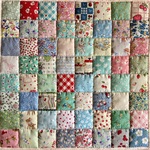 パッチワークキルトマット＊30'復刻柄　お洗濯日和