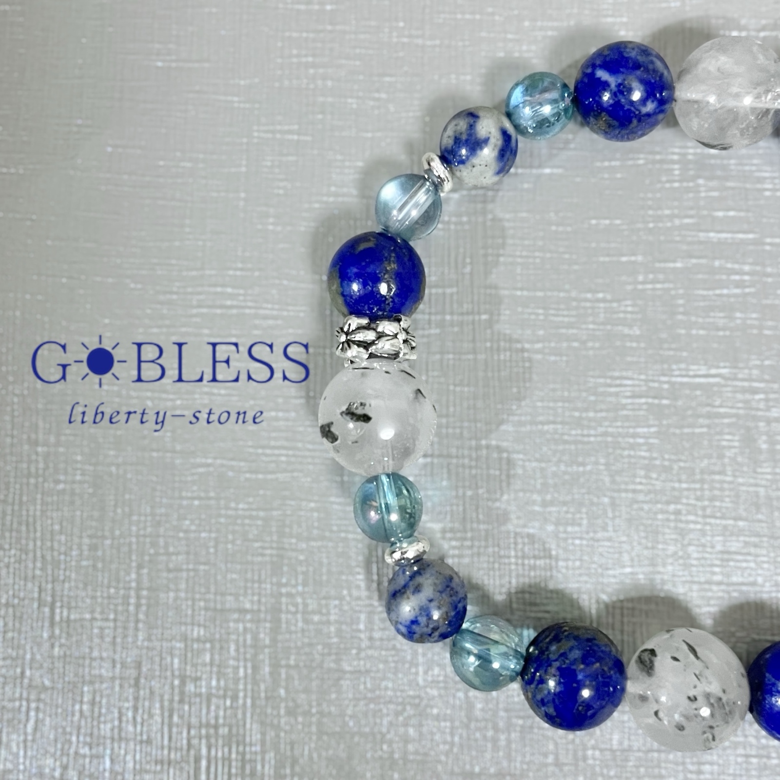 【数量限定】328.青い花冠-ラピスラズリ×アクアオーラクォーツ