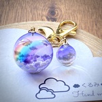 バックチャーム 雲レジン 半球   夕暮れ空にかかる虹  20mm 月