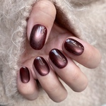 【12月の限定価格】微粒子マグネット American cherry  ネイルチップ シンプルワンカラー ベリーショートオーバルスクエア 秋冬クリスマス 濃赤紫 ボルドーバーガンディキラキラ