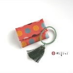 再販‼︎  お念珠入れ　ポケット付き　高級金襴…オレンジの紋《送料無料》