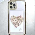 【再販×2】【ピンクベージュのハート】スマートフォンに挟むお花　iPhone ケーススマホ インナーシート iPhone13.14.15.16 Pro Promax プレゼント 花束 ドライフラワー