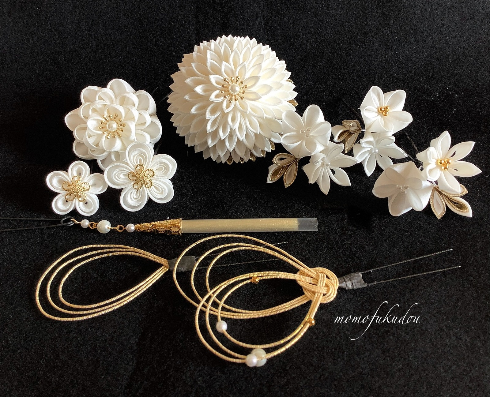 aminizm様オーダー品 つまみ細工の髪飾り - 百福堂 momofukudouつまみ