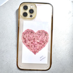 【ピンクのハート】スマートフォンに挟むお花　iPhone ケーススマホ インナーシート iPhone13.14.15.16 Pro Promax プレゼント 花束 ドライフラワー