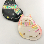 ★プラバンブローチ★冬のねこさん