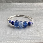 カイヤナイト2種、ラピスラズリ /リング /金属アレルギー対応