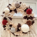 冬のあったかぽんぽん布リース〜チョコレートケーキ〜　クリスマス　バレンタイン