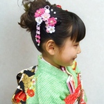 ❁ 八重菊 ❁  七五三　つまみ細工髪飾り（ローズピンク）一越ちりめん