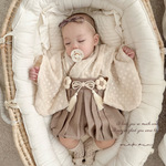 ＼人気上昇中ベビー袴／retro baby hakama waist flower (organdy flower×biscuit moca)/レトロベビー袴