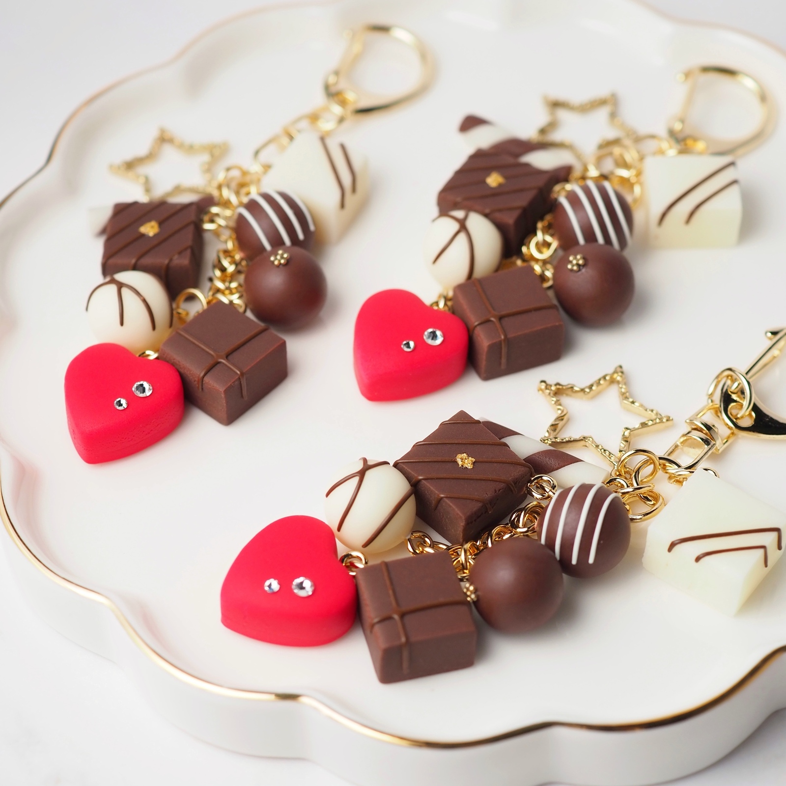 じゃらじゃらキーホルダー　ハートドーナツ　チョコクランチ　アメリカンスイーツ じゃらじゃらキーホルダー ハートドーナツ チョコクランチ アメリカン