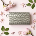 Pearl Glitter  カードも入るキーケース 牛革　シルバー　ゴールド　スマートキー　ミニ財布