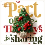 Christmas Tree 【coral】Coup de Coeur 〜ビーズ刺繍ブローチ〜