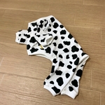 【XS】前開きロンパース　シニア犬　術後服スムースニット　ホルスタイン柄　牛になろうよ 