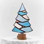 ステンドグラスのクリスマスツリー　雪の夜のもみの木・サンキャッチャー