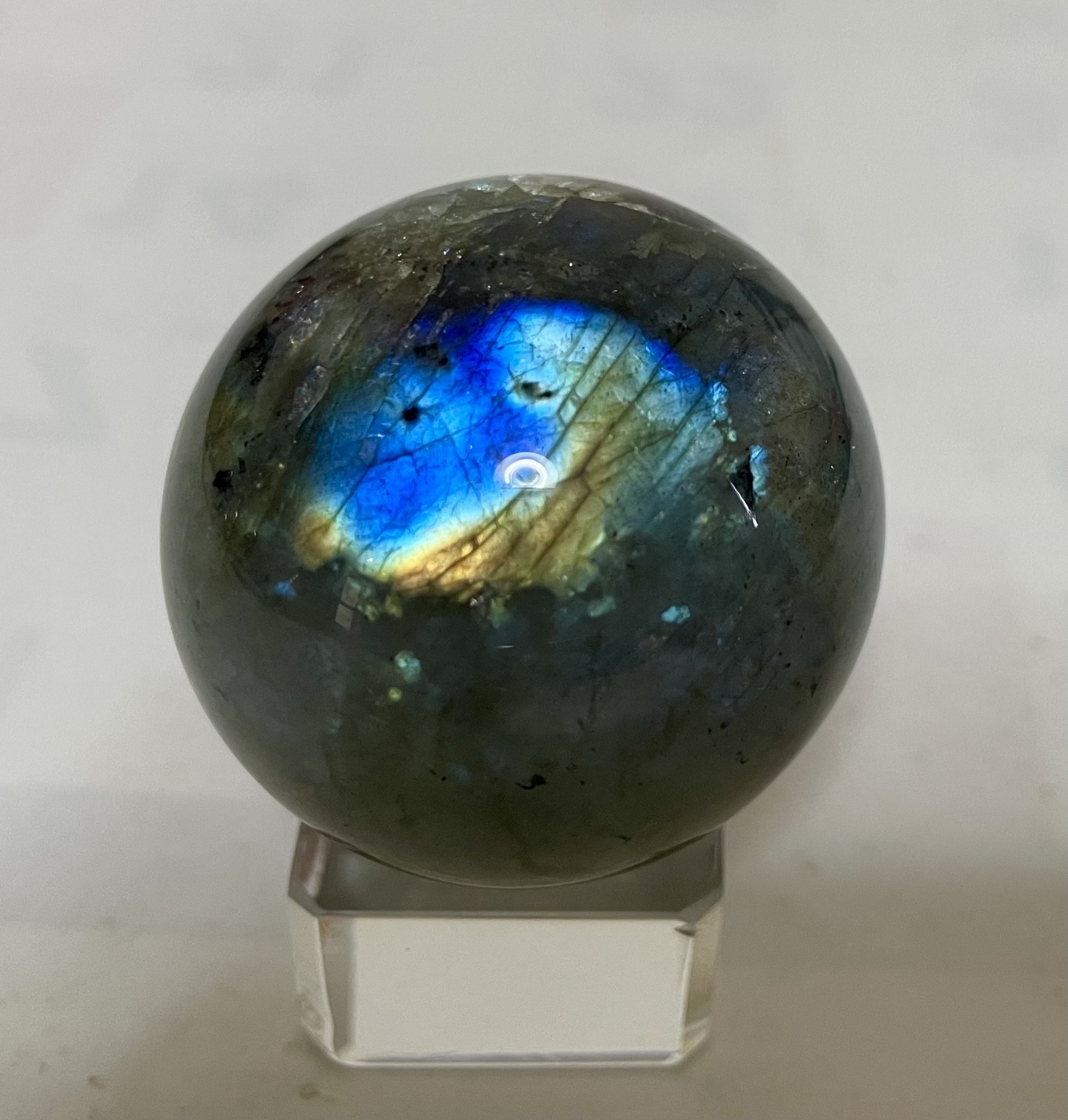 ラブラドライト スフィア 005 幸運 ラッキー 丸玉 風水晶 天然石 お守 魔除 パワーストーン 置物インテリア パープル