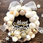 ふんわりホワイトクリスマスリース