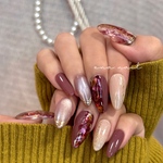 くすみパープル　ブラウン　インクニュアンスネイル