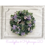 Sale!あじさい&ユーカリのふわふわWreathパープル25
