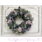 Sale!あじさい&ユーカリのふわふわWreathパープル30
