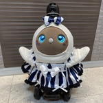 サテンストライプワンピース 紺色 リボン1つ付き🎀