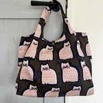 ハンドメイド　エコバッグ　サブバッグ　アフリカ布　ねこ
