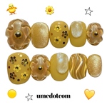 NEW(🚅)(🟡)ネイルチップ うるうるフラワー(黄) イエローネイル マグネット ぷっくりネイル ニュアンス