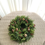 【予約受付】＊赤い実たっぷり針葉樹のフレッシュクリスマスリース#2