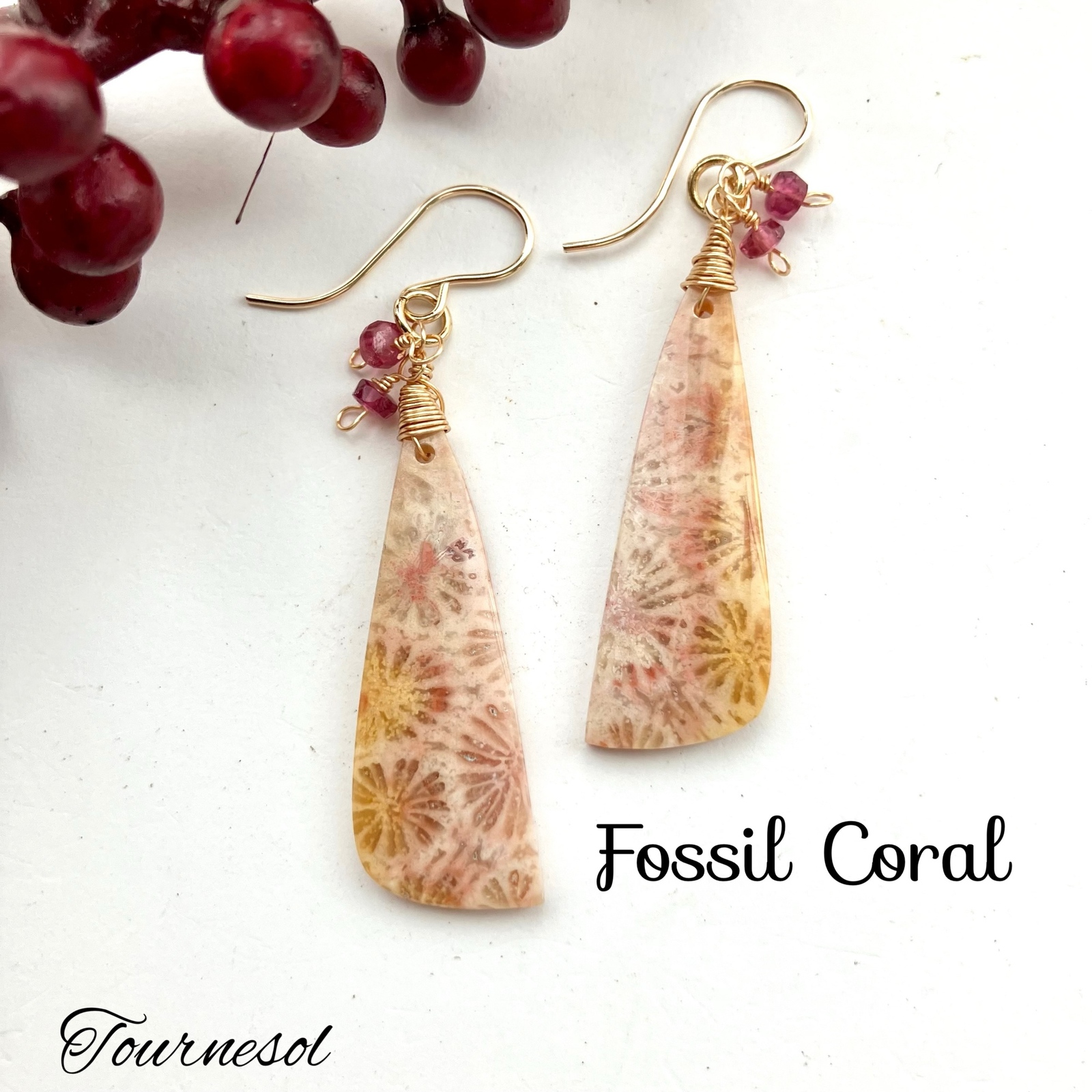 フォシルコーラル - ピアスの人気通販 | minne byGMOペパボ 国内最大級