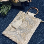 インド刺繍リボンポーチ丸カラビナ付き🎀