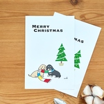 ダックスフンドのクリスマスポストカード（同柄2枚）/クリスマス