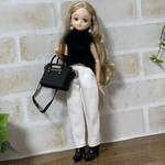 NO,593 リカちゃん服　ホワイトデニムカーブパンツ【単品】 オシャレステッチ　リアルクローズ