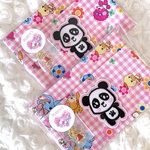 ダブルティッシュケース/ダンシングパンダ＆レトロアニマル/チューリップマーガレット/内布＆ポケット/厚めティッシュケース