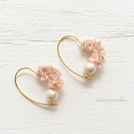 Pink heart × cotton pearl  pierce
