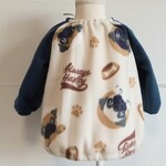 「a1n1n1a7様ご予約品」  フリーススモック❄️ふっくらシマエナガ鳥×ロイヤルブルー袖(90size)  