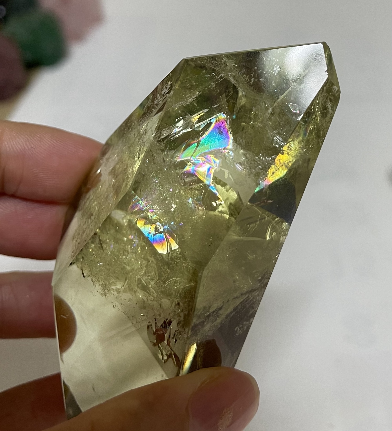 アイリスクォーツ シトリン 001 レモンクォーツ 水晶 虹入 天然石 ブロックカット 置物インテリア パワーストーン 幸運 財運UP