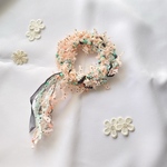 ファンシーヤーンシュシュ ❁ Dot Coral Mint 