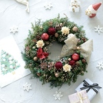 クリスマスリース（ゴールド）〜プリザーブドフラワー　クリスマス　クリスマスリース　結婚祝い　退職祝い　誕生日　引越し祝い　クリスマスギフト　リース