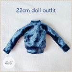 ネイビーブルーのベロアスウェット 22cmドールアウトフィット 22cmドール服