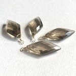 【天然石チャーム】スモーキークォーツ　ダイヤカット　２個　ハンドメイド素材