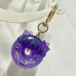 ドーナツ猫のキーホルダー(アメジスト×水晶)
