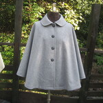 アンゴラ混ウール・マント・ケープ・フリーサイズ・杢グレー