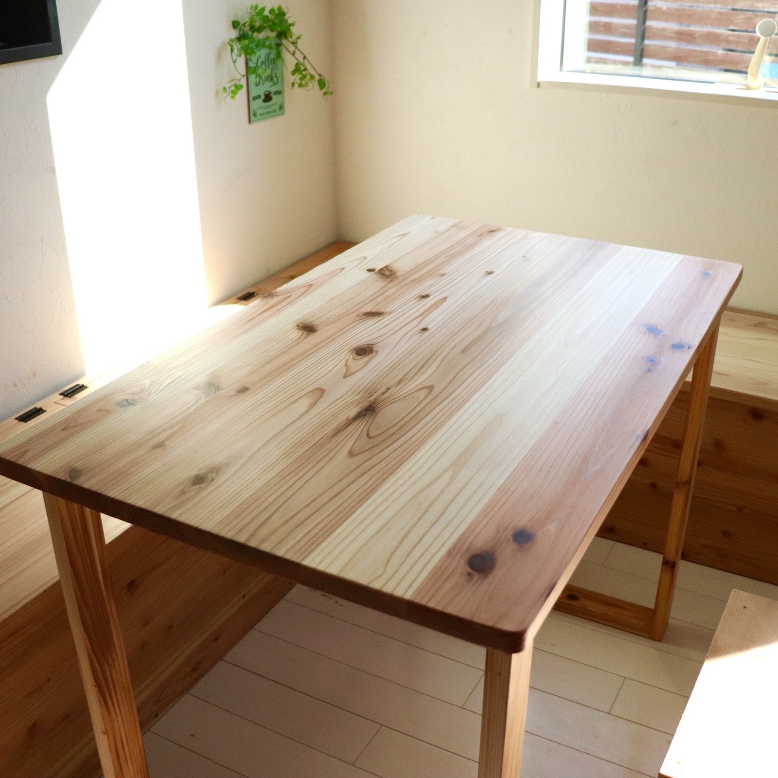 無垢ダイニングテーブル 100×60cm 国産杉 天然木 作業テーブル