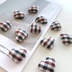  10pcs ＊ハート型 ギンガムチェック柄 カボション （茶黒）（0655）
