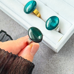 魅惑の緑リング・mini【深緑・シルバー】オーバル/サージカルステンレス/サイズ変更可/手染め/指輪