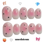 (💄)ネイルチップ マグネットチークネイル ニュアンス フレンチ シンプルデザイン ピンク 紫